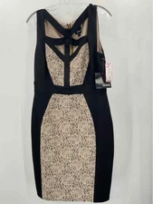Pre-Owned Melrose Black Size 12 Lace Bodycon Knee Length Sleeveless Dress