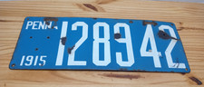 Antique 1915 Pennsylvania Porcelain License Plate 128942