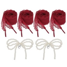 2Pairs Flat Laces Shoelaces, 2.6CM Wide 140CM Length Lacy Shoe Laces, Wine Red
