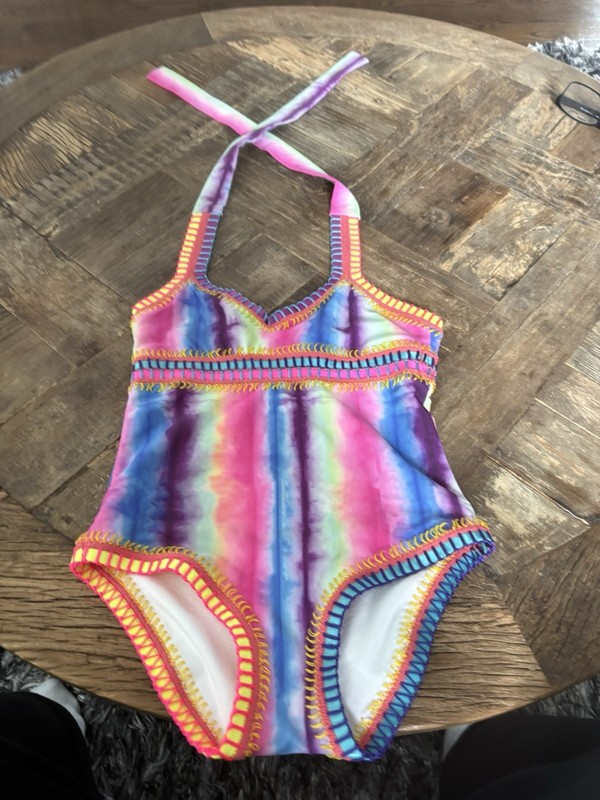 Platinum pique Size 8 Little Girls One Piece Bathing Suit