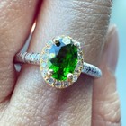 925 Sterling Silver Ring Oval 6x4mm Natural Diopside Gemstone Zircon Women Cute — photo 8