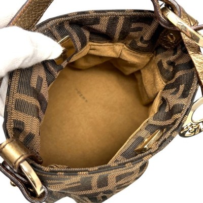FENDI Vintage FF Logo Charm Zucca Canvas Mini Chef Hobo Tote Bag