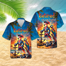 arrot Vacation Button Up Shirt, Funny Retirement Summer Shirt, Beach Party Shirt