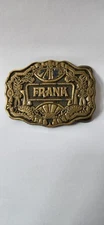 1970s Oden Inc. Brass/Bronze "Frank" Belt Buckle, Personalized Name, EUC