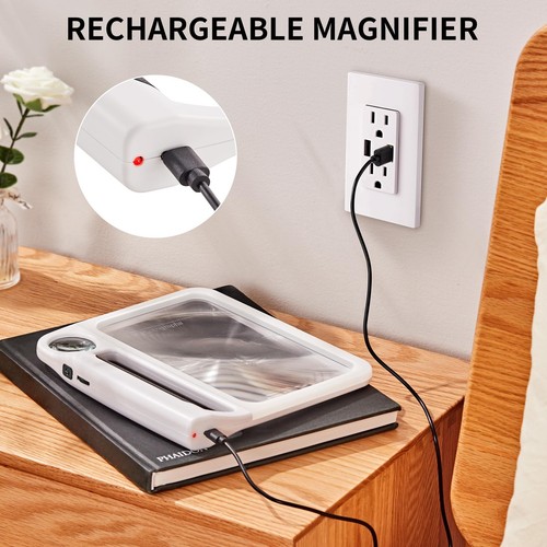 5X 10X Large Magnifying Glass for Reading, Rechargeable Magnifier with 3 Ligh... - Bild 3 von 8
