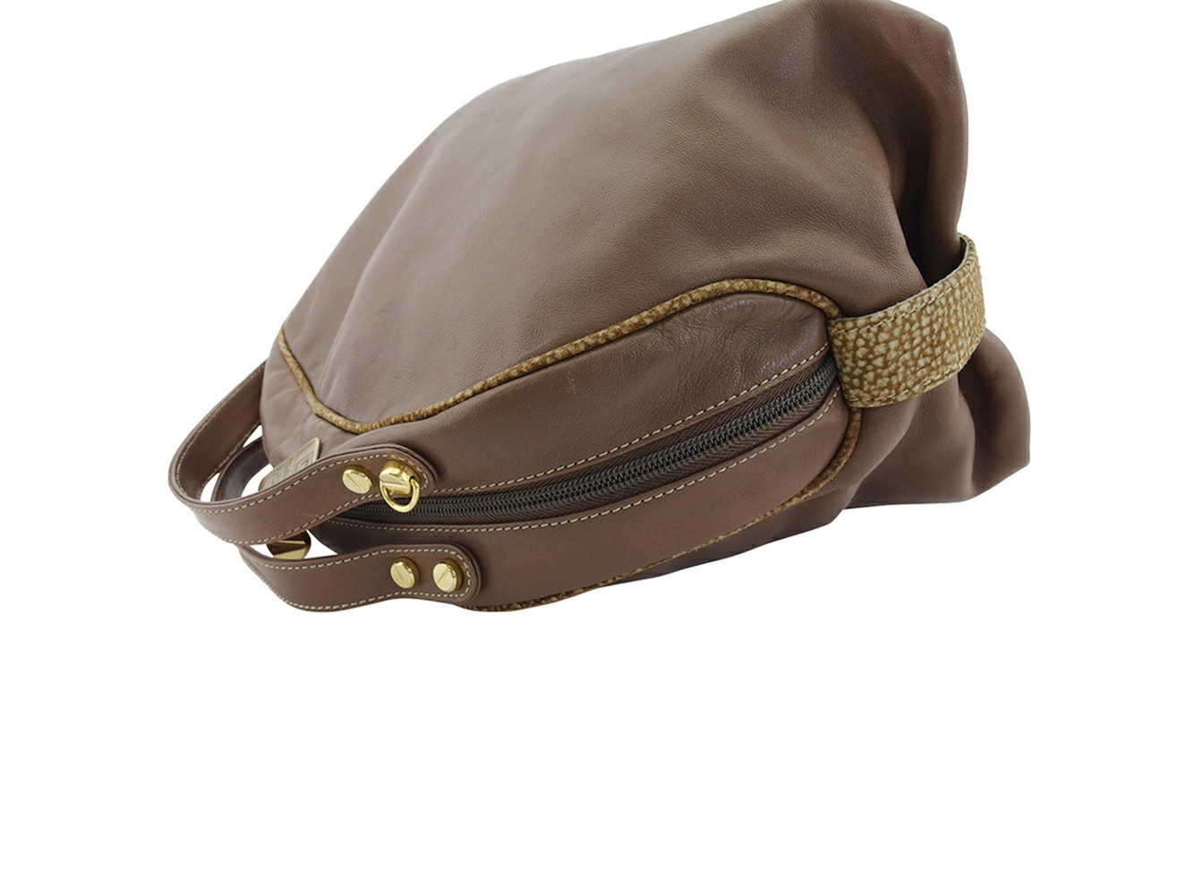 Borbonese Handbag Opossum Pattern Brown Women's B… - image 2