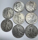 LOT OF 8 - 90% Silver Walking Liberty Half Dollars Circulated & BU Franklin-1088