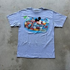 Vintage 90s Walt Disney World Shirt Size Medium Gray Mickie Pluto Donald Goofy