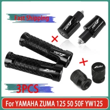 Black Handle Grips Handle Bar End Cap Tire Valve For YAMAHA ZUMA 125 50F YW125
