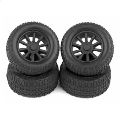 Team Associated SC28 Front and Rear Wheels and Tires, mounted PY21426AE