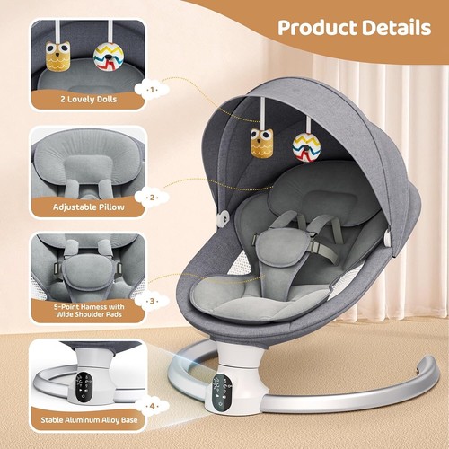 Electric Baby Swing Bouncer Chair - Bluetooth & Mobile App Controlled - Picture 9 of 9