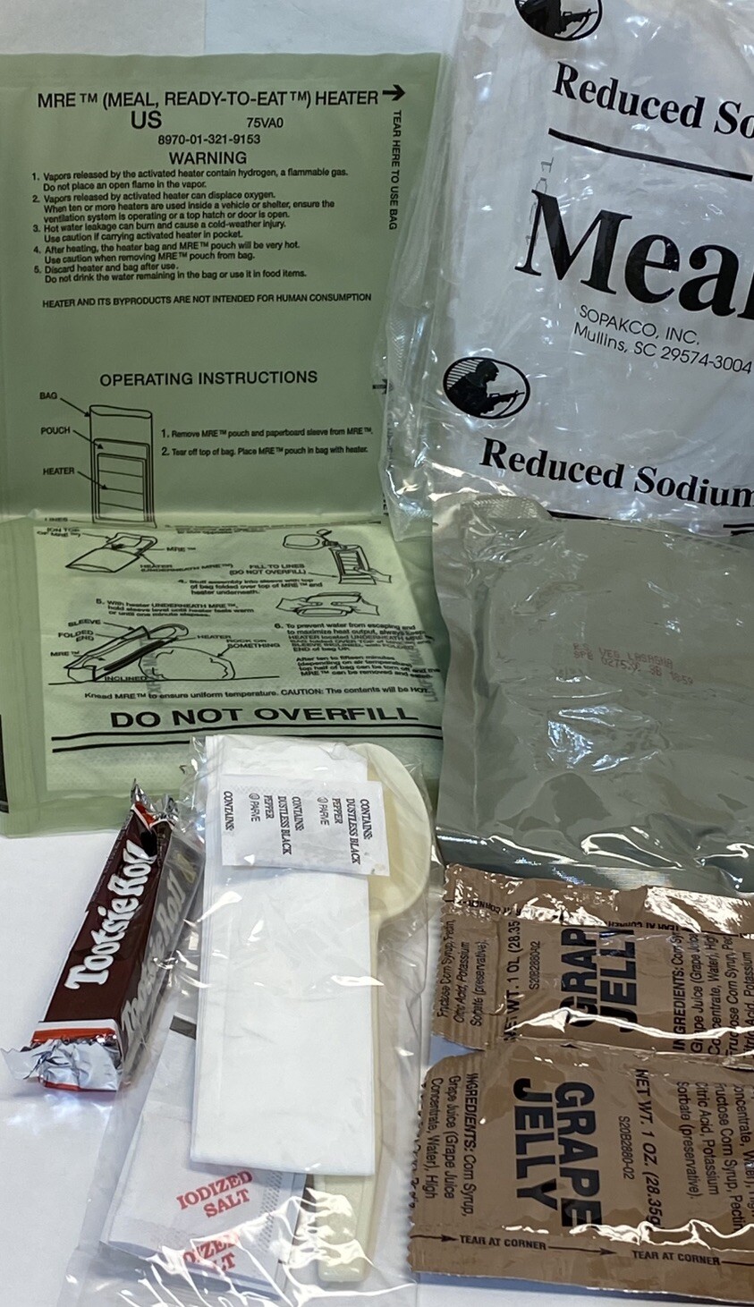 SOPAKCO MRE-VEGETABLE LASAGNA-LOW SODIUM EMERGENCY RATION-(15) MEALS-07/26