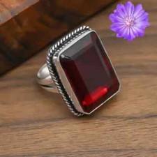 Red Garnet Gemstone 925 Sterling Silver Ring Handmade Jewelry Ring For GiftAK191