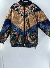 Women's Farm Rio Tropical Borogodo Metallic Reversible Puffer Jacket Size L