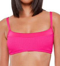 FLAWS Sanctuary Sandbar Solids Hibiscus Pink Seamed Bralette Bikini Top Large