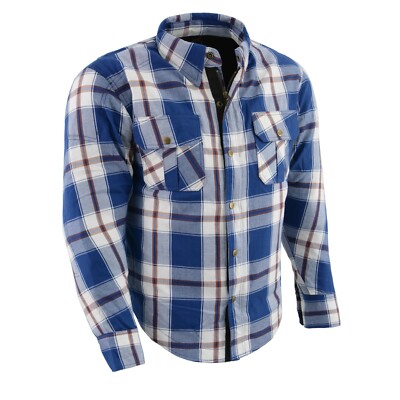 Milwaukee Leather MPM1645 Men's Armored Flannel Biker Shirt w/ Kevlar  Liner