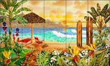 Tropical Tile Backsplash Altman Surf Beach Seascape Ceramic Mural RWA025