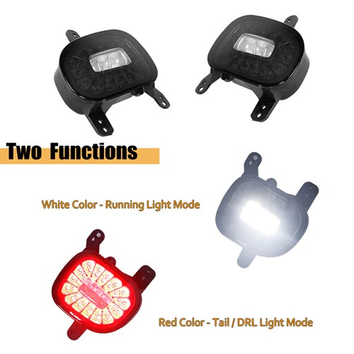 Smoked Black Lens LED Backup Reverse/Rear Fog/Tail Lamps For 15-up Jeep Renegade - Picture 2 of 12