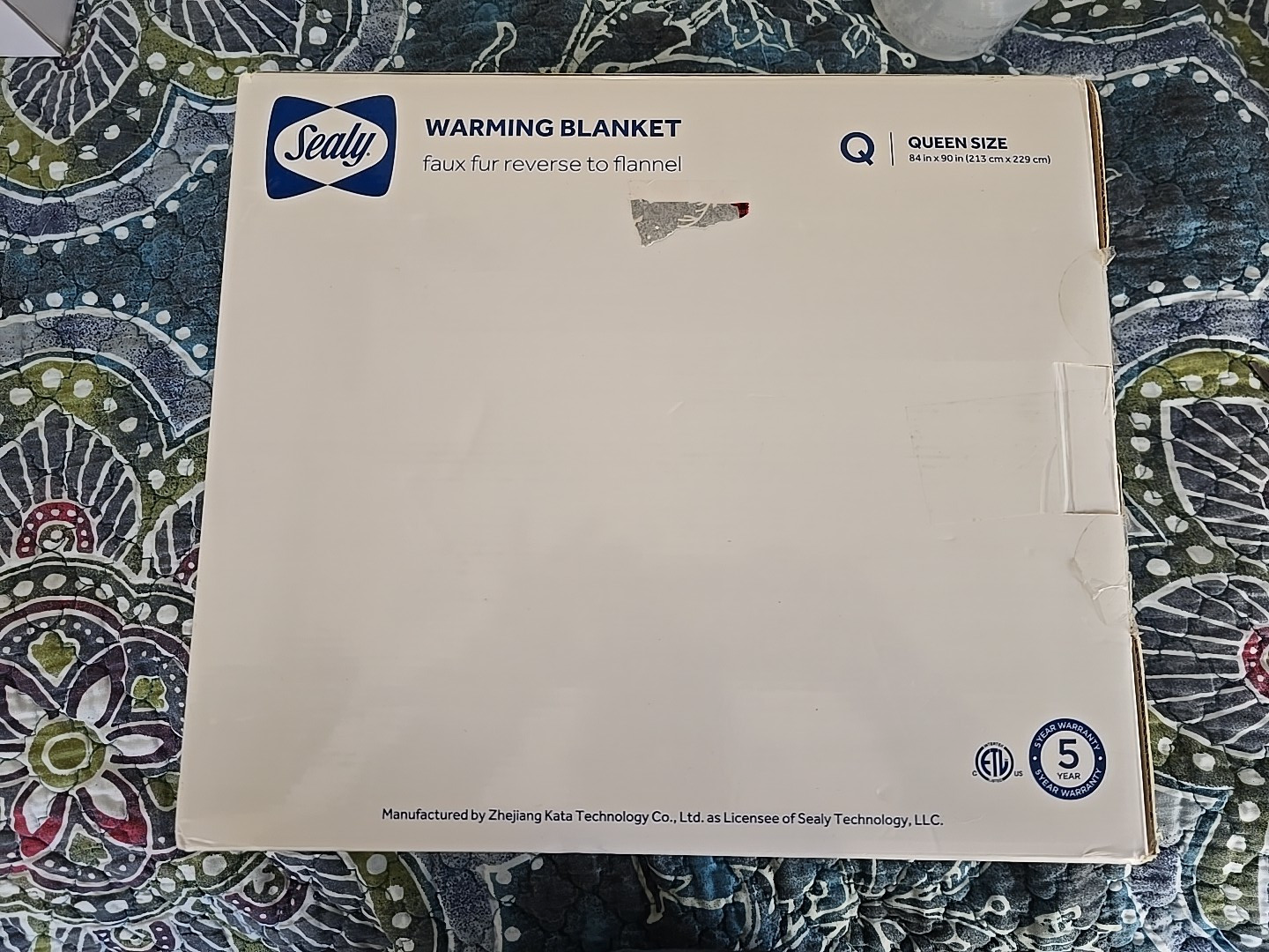 Sealy Queen Electric Warming Blanket 84x90 10 Heat Settings Dark Gray