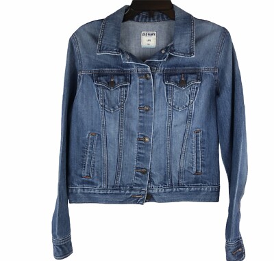 Old Navy Womens Med Wash Blue Denim Jean Jacket Size Large