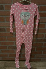 Carter's Just One You Footed Footie Girls Pajamas PJs 4T Pink Polka Dot Blue Owl