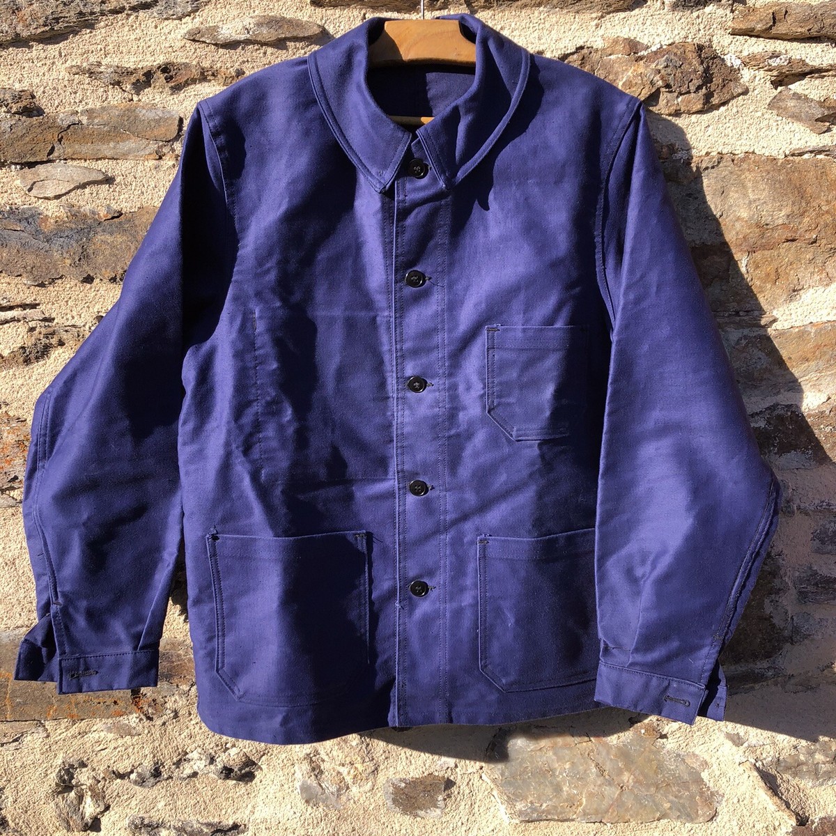 NOS BLUE MOLESKIN Vintage French Workwear Chore Jacket 