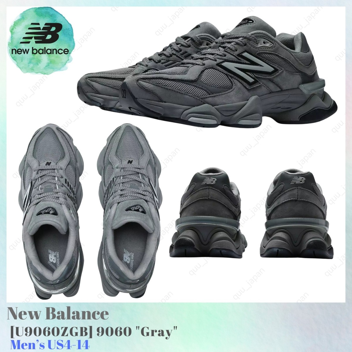 New Balance 9060 Gray U9060ZGB Men's US4-14 NEW | eBay