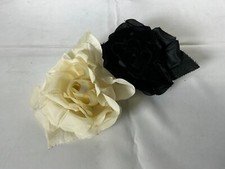 Vintage Millinery Ivory and Black Satin Roses Elegant Fabric Flowers Box 33 