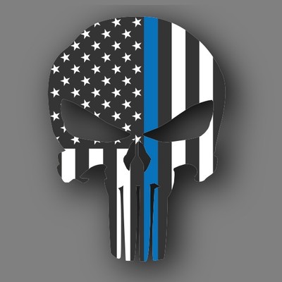 Punisher Blue Lives Matter Flag Police Die Cut Decal Sticker Car Truck 5'' 