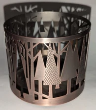 Bath & Body Works 3 Wick Holder Candle Sleeve Christmas Trees Bronze Color EUC
