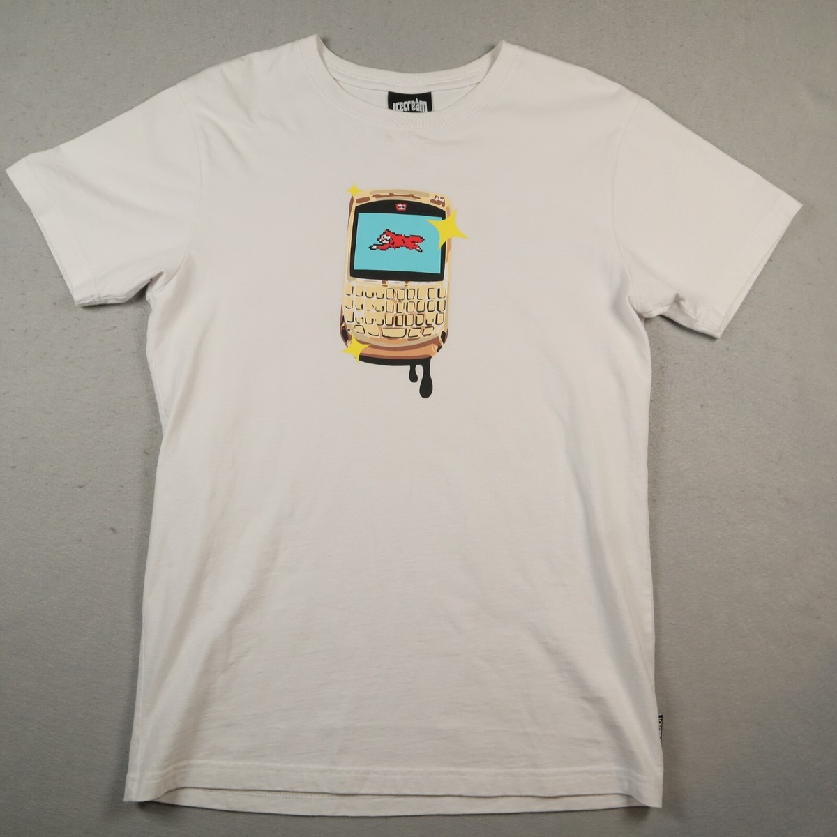 Ice Cream Fox Gold Phone Shirt Men's Small Pharrell BBC White