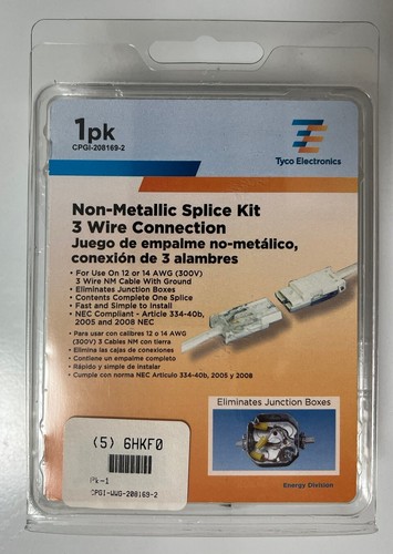 (5 Packs) Tyco Non-Metallic Splice Kit 3 Wire Connection CPGI-208169-2 ...