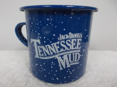 Jack Daniels Tennessee Mud Baked Enamel Blue Speckled Metal Cup