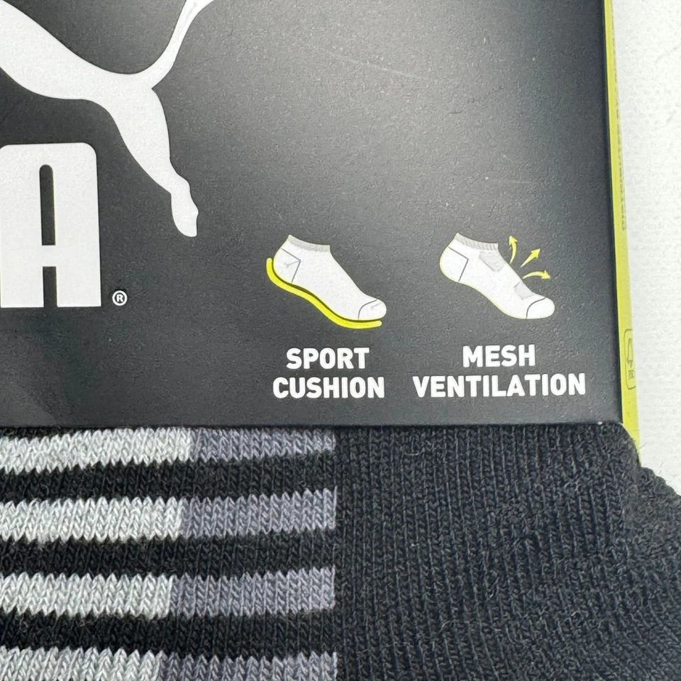 PUMA Mujer 6 Pares Calcetines Corte Bajo Zapato Talla 5-9.5 Negro con Suelas Grises Foto 3 de 4