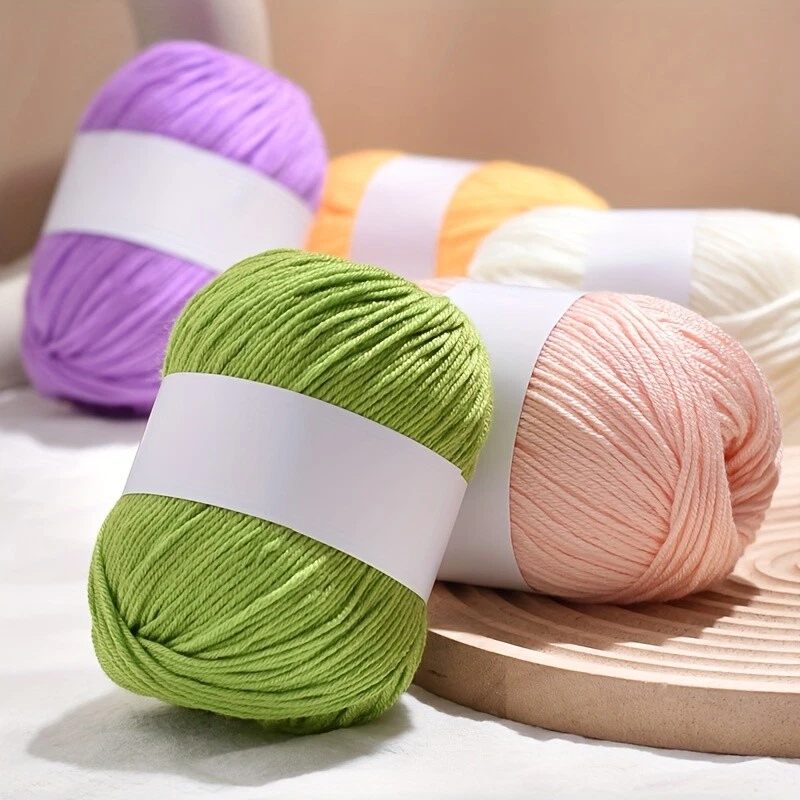 6 rollos 300 g de algodón suave leche 4 capas hilo de tejer anti-pilling tejido para bufanda Foto 3 de 4