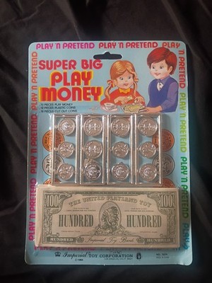 Vintage 1984 Imperial Toy Corporation ''Super Big'' Play Money Set