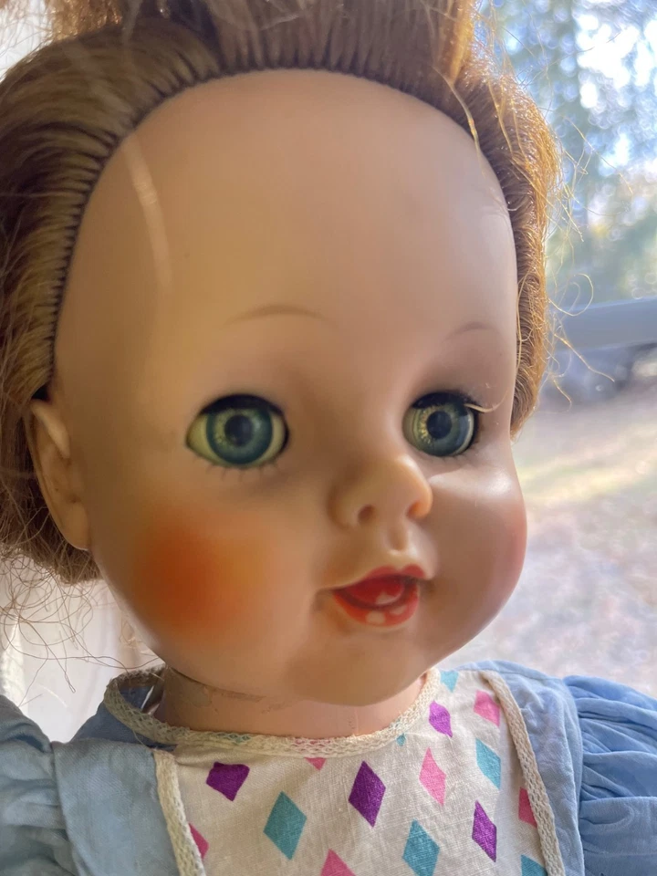 Vintage 1950s EEGEE Saucy Walker Style 22" Large Doll Cryer, Uncut Hair, Dress - Image 2 of 4