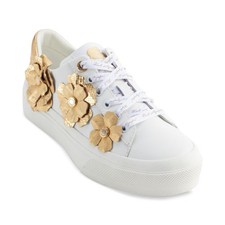 Women's Georgia Lace-Up Embellished Sneakers Bright White/ Gold
