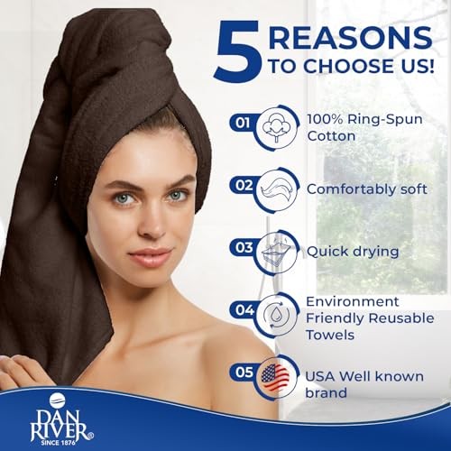 100% Ring Spun Cotton 8-Piece Towel Set, 2 Bath Towels, Towel Set (PK 8) Brown - Foto 4 di 6