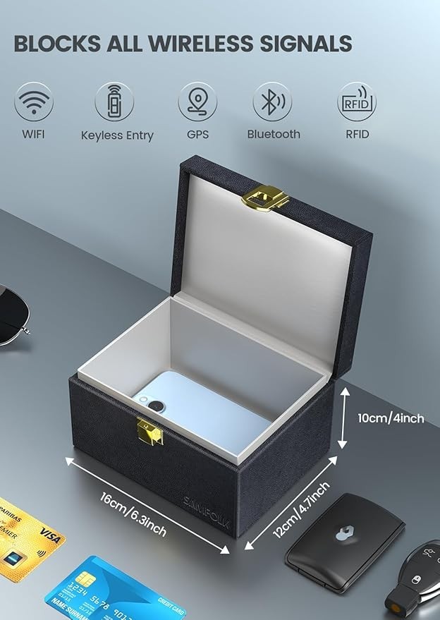 Faraday Box with Faraday Bags for Car Keys, Car Key Signal Blocking Box, Keyl...