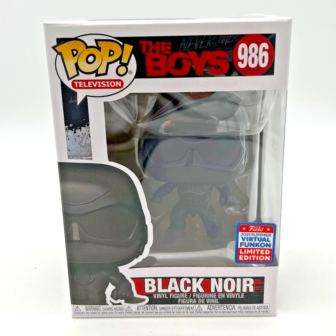 Funko Pop! Tv The Boys Black Noir #986 Virtual Funkon Exclusive W /Box Protector
