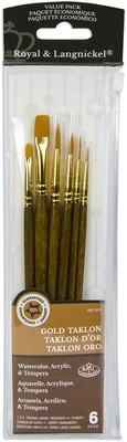 Royal & Langnickel(R) Gold Taklon Value Pack Brush Set-6/Pkg 9161