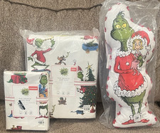 Pottery Barn Kids Dr Seuss Grinch & Max Flannel Twin Duvet Sham Pillow Christmas