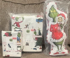 Pottery Barn Kids Dr Seuss Grinch & Max Flannel Twin Duvet Sham Pillow Christmas