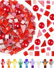 420g Mosaic Tiles for Crafts 280Pcs Glass Mosaic Kits, Mixed Shapes Mosaic G...