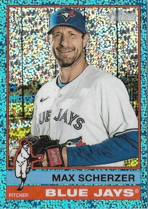 MAX SCHERZER 2025 Topps Heritage High Number SP Chrome Light Blue Sparkle #701