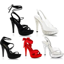 Pleaser Fabulicious Criss Cross Ankle Wrap Platform Stiletto Sandal High Heels