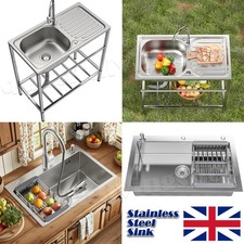 21"/28"/29" Drop-In Top Mount Single Bowl Kitchen Sink Stainless Steel Faucet