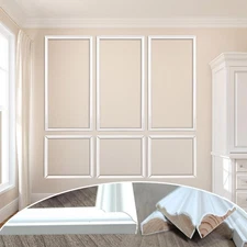 3 Set Solid Wood Wainscoting Panels Kit - Quick Installation Accent Wall Mold...