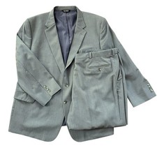 Jos A Bank Traveler Suit 52R 48W Light Gray Wool 2pc Big  Tall Professional